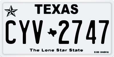 TX license plate CYV2747