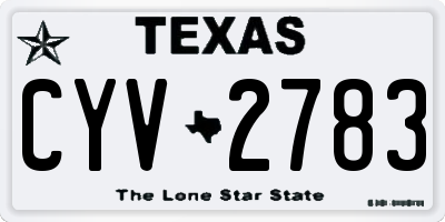 TX license plate CYV2783
