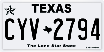 TX license plate CYV2794