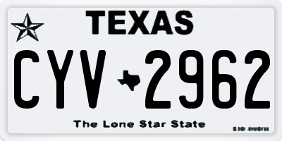 TX license plate CYV2962