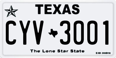 TX license plate CYV3001