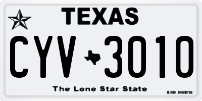 TX license plate CYV3010