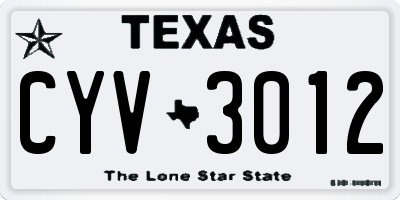 TX license plate CYV3012
