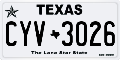 TX license plate CYV3026