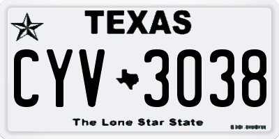 TX license plate CYV3038