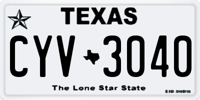 TX license plate CYV3040