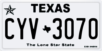 TX license plate CYV3070