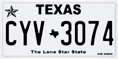 TX license plate CYV3074