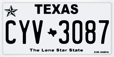 TX license plate CYV3087