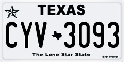 TX license plate CYV3093