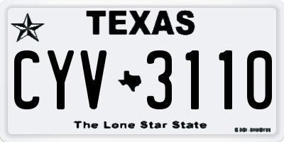 TX license plate CYV3110
