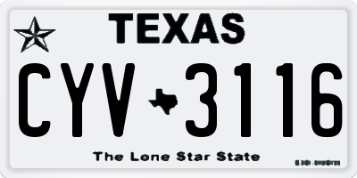 TX license plate CYV3116