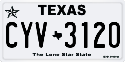 TX license plate CYV3120