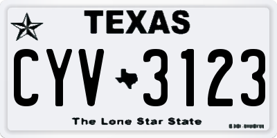 TX license plate CYV3123