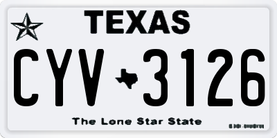 TX license plate CYV3126