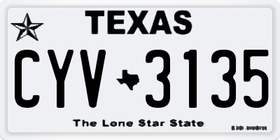 TX license plate CYV3135