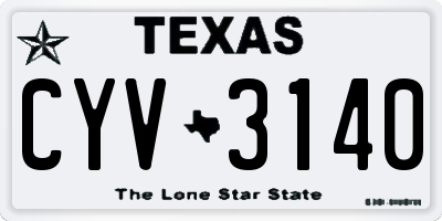 TX license plate CYV3140