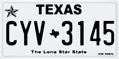 TX license plate CYV3145