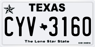 TX license plate CYV3160