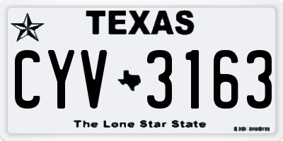 TX license plate CYV3163