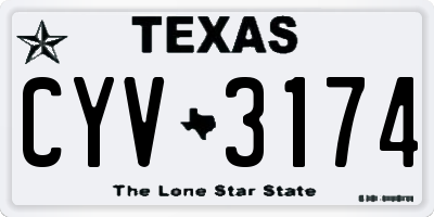 TX license plate CYV3174