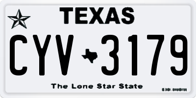 TX license plate CYV3179