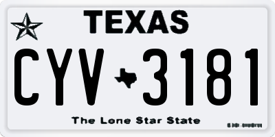 TX license plate CYV3181