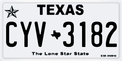 TX license plate CYV3182