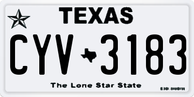 TX license plate CYV3183
