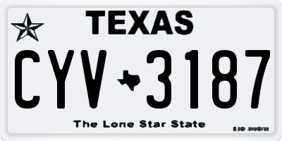 TX license plate CYV3187