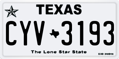 TX license plate CYV3193