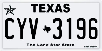 TX license plate CYV3196