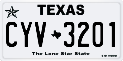 TX license plate CYV3201