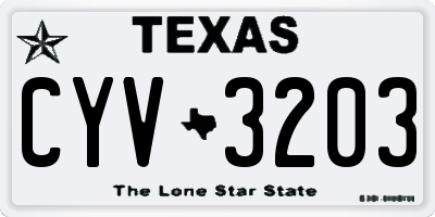 TX license plate CYV3203