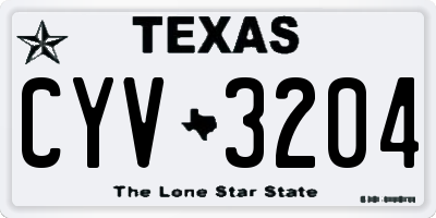 TX license plate CYV3204