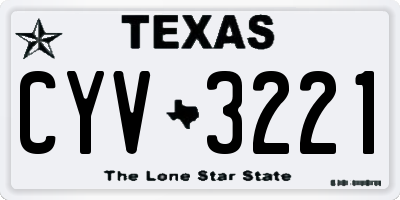 TX license plate CYV3221