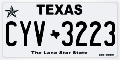 TX license plate CYV3223