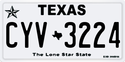TX license plate CYV3224