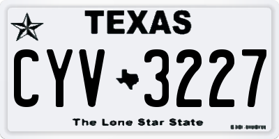 TX license plate CYV3227