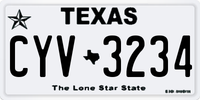 TX license plate CYV3234