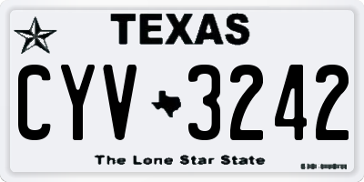 TX license plate CYV3242