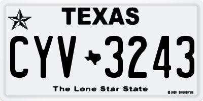 TX license plate CYV3243