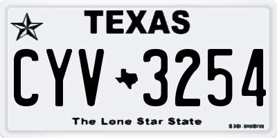 TX license plate CYV3254