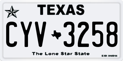 TX license plate CYV3258
