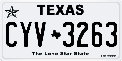 TX license plate CYV3263