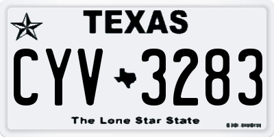 TX license plate CYV3283