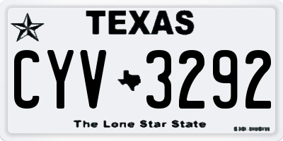 TX license plate CYV3292