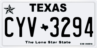 TX license plate CYV3294