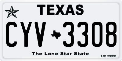 TX license plate CYV3308