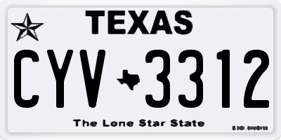 TX license plate CYV3312